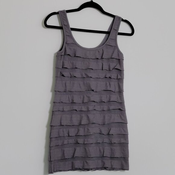 Vintage Eyeshadow Y2K Tiered Ruffled Tank Top Size Medium Gray Fairy Whimsigoth - Picture 2 of 7
